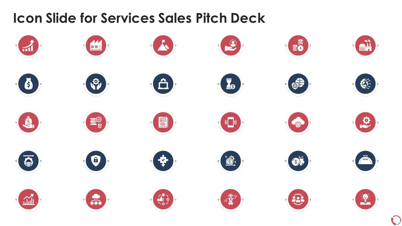 Icon slide for services sales pitch deck ppt layouts examples Slide01