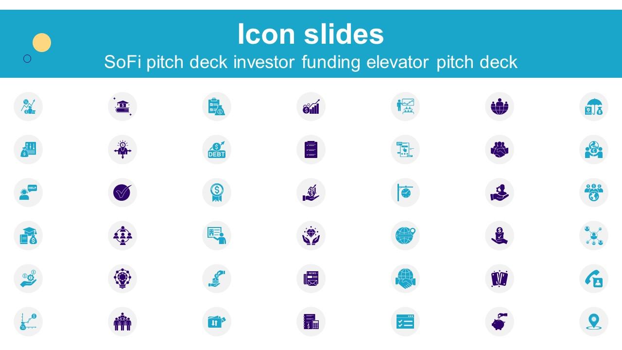 Icon Slides SoFi Pitch Deck Investor Funding Elevator Pitch Deck