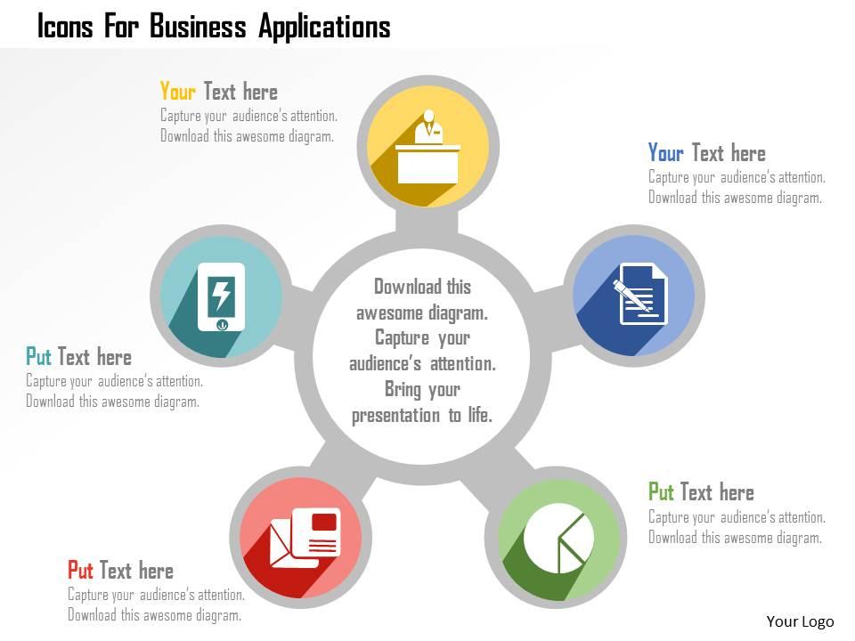 Icons for business applications flat powerpoint design Slide01