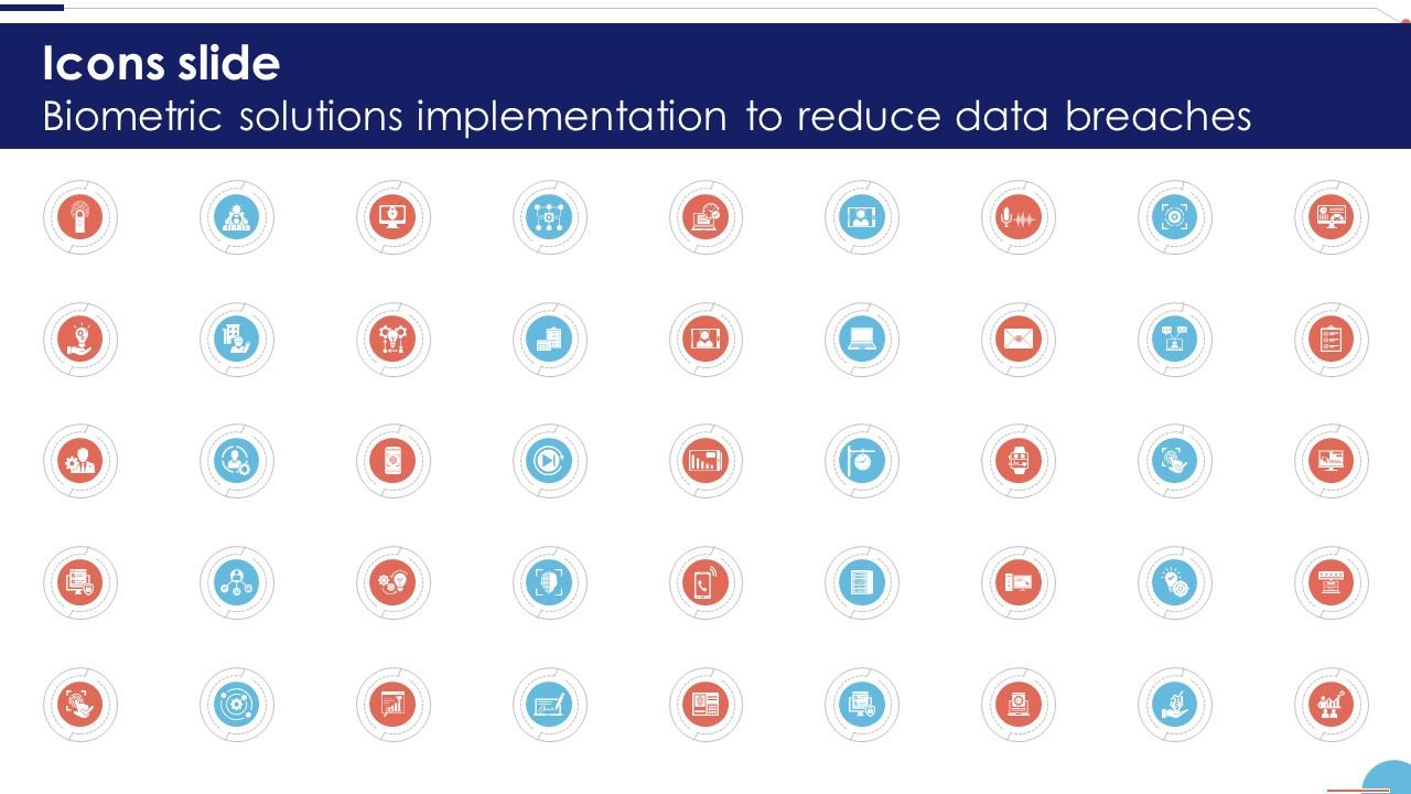 Icons Slide Biometric Solutions Implementation To Reduce Data Breaches Cybersecurity SS