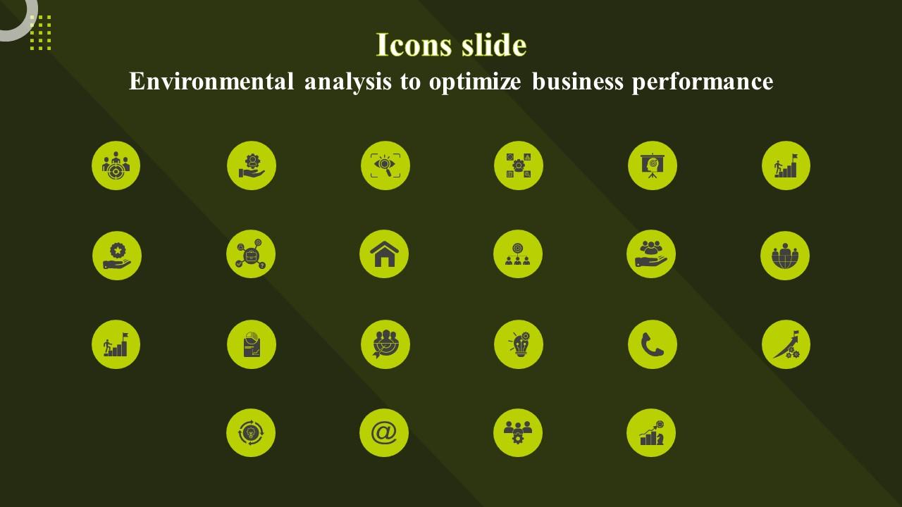 Icons Slide Environmental Analysis To Optimize Business Performance