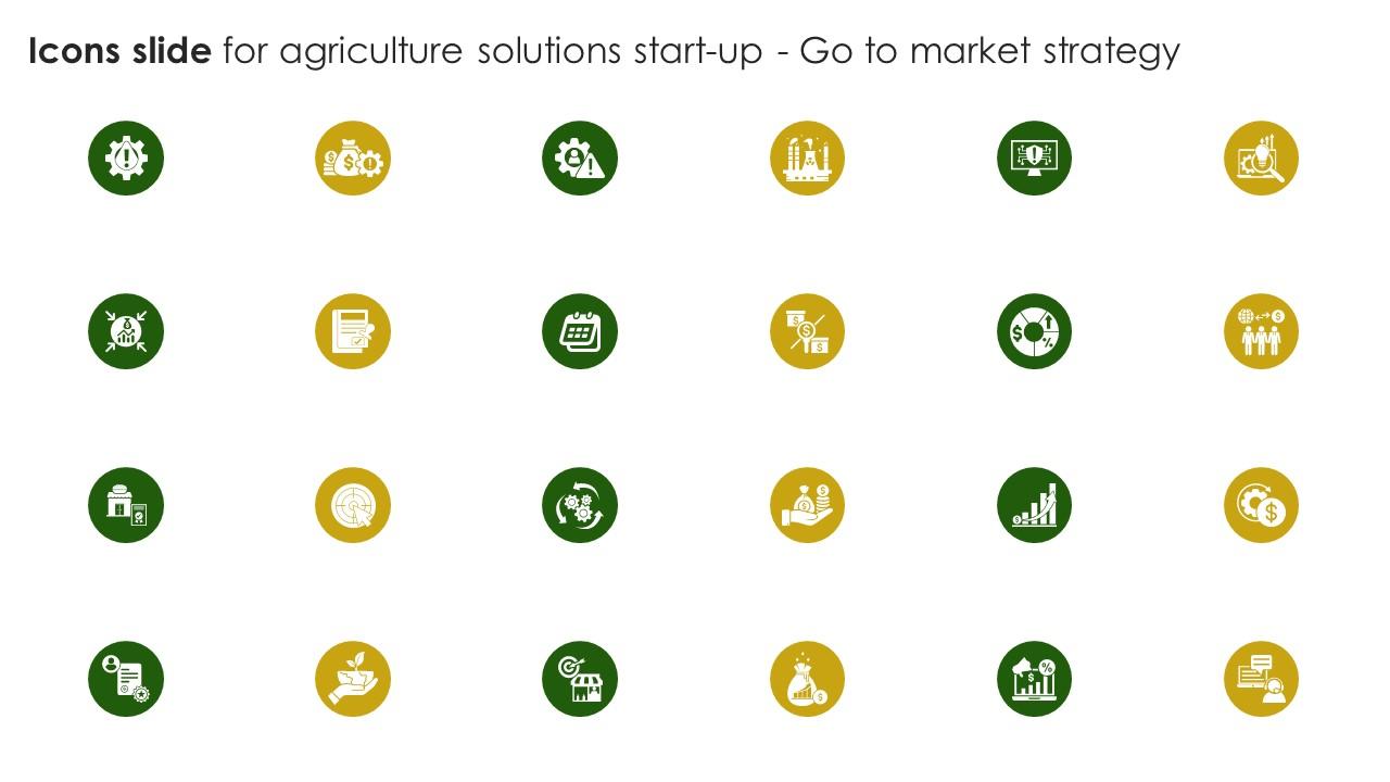 Icons Slide For Agriculture Solutions Start Up Go To Market Strategy GTM SS