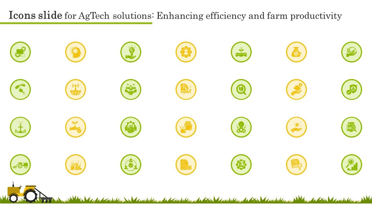Icons Slide For AgTech Solutions Enhancing Efficiency And Farm Productivity Ppt Presentation