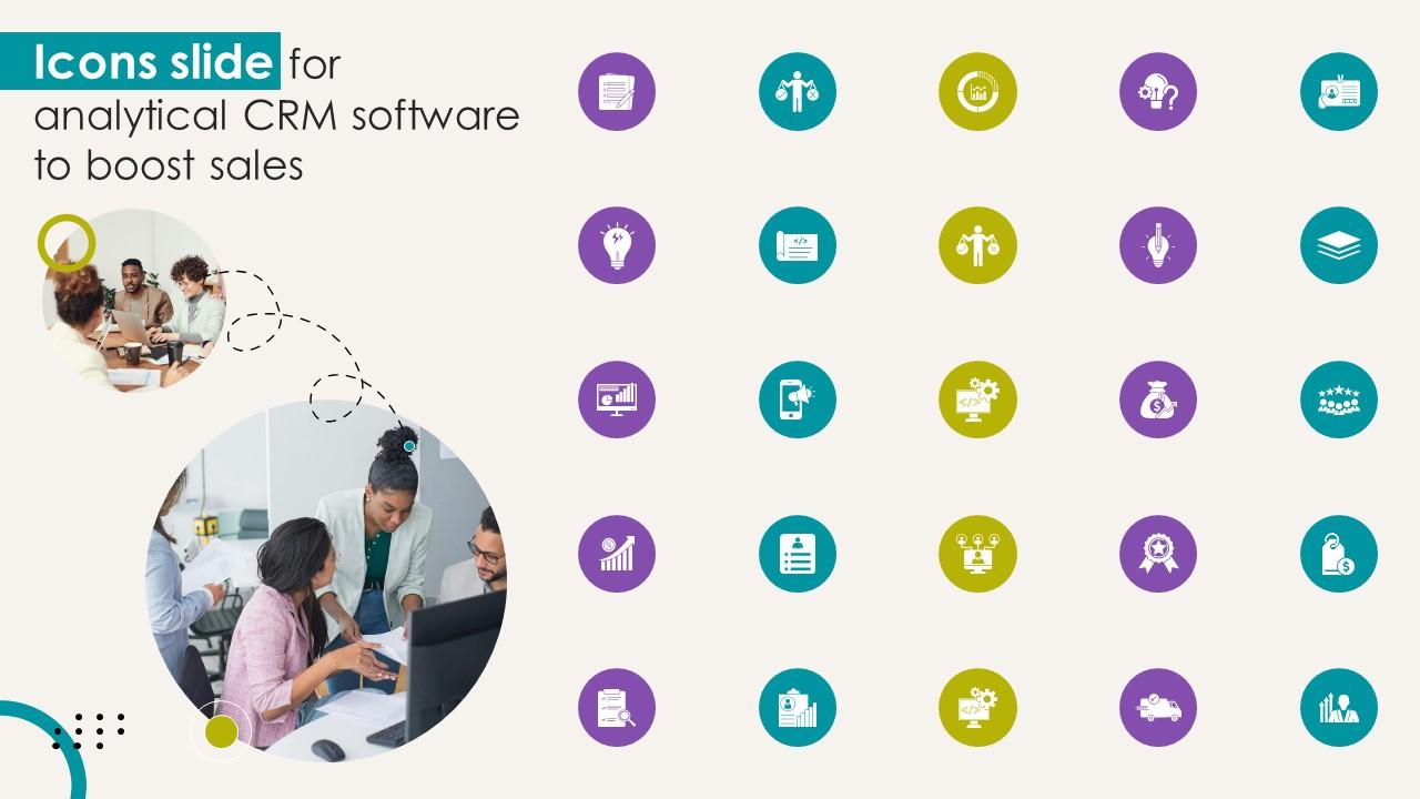 Icons Slide For Analytical CRM Software To Boost Sales SA SS