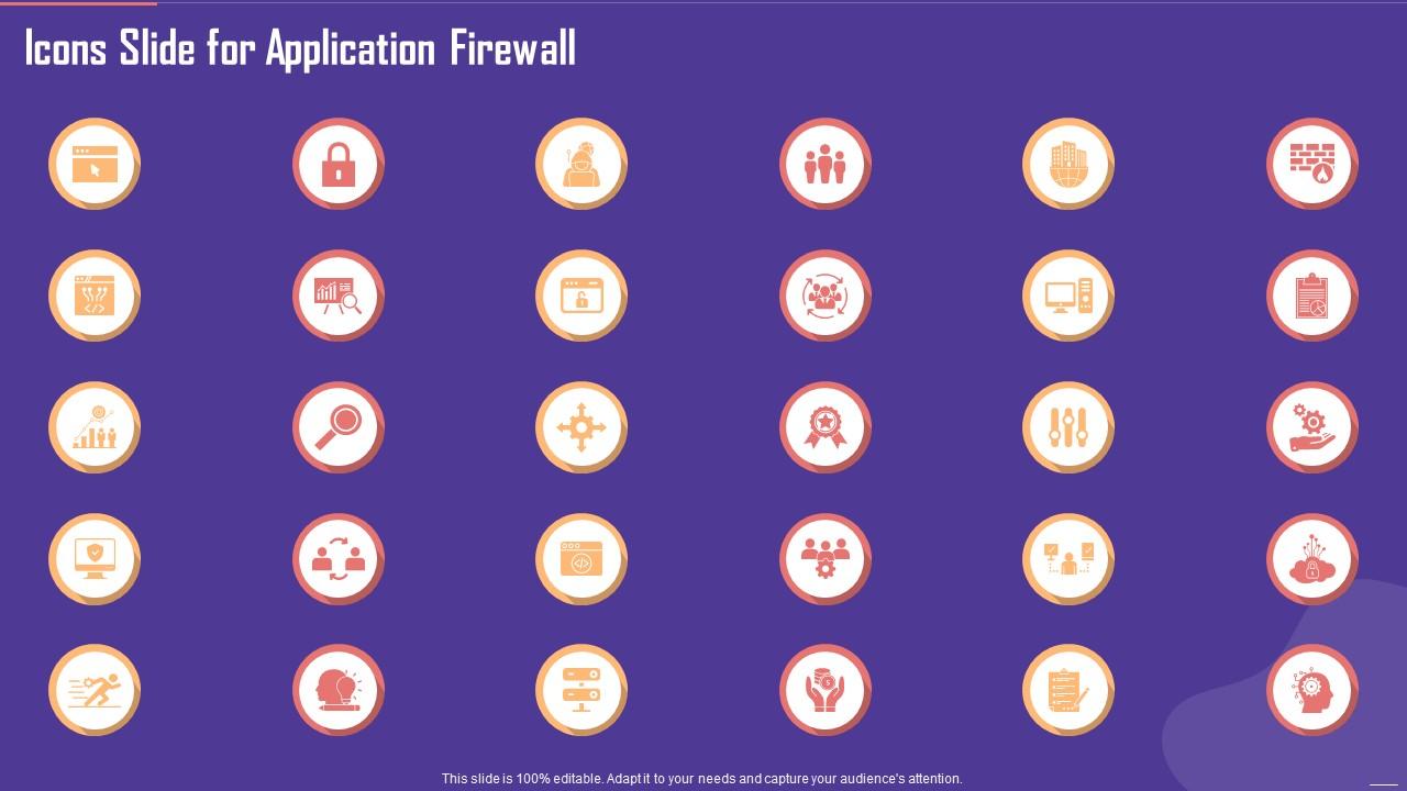 Icons Slide For Application Firewall Ppt Infographics Slideshow Slide01
