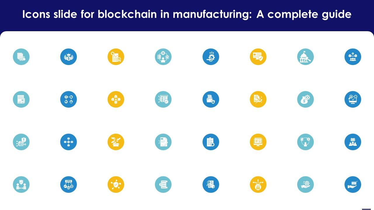 Icons Slide For Blockchain In Manufacturing A Complete Guide BCT SS