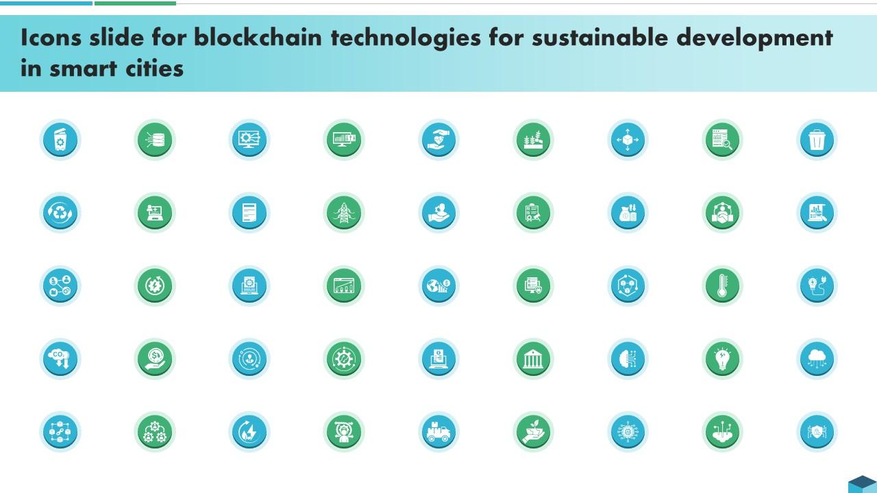 Icons Slide For Blockchain Technologies For Sustainable Development In Smart Cities BCT SS