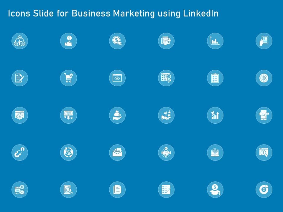Icons slide for business marketing using linkedin business marketing using linkedin ppt guidelines Slide01