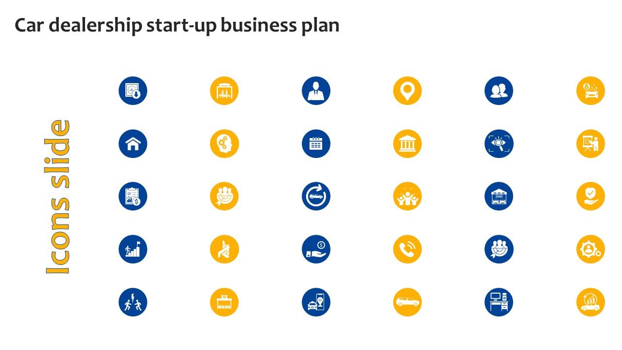 Icons Slide For Car Dealership Start Up Business Plan Ppt Ideas Backgrounds BP SS