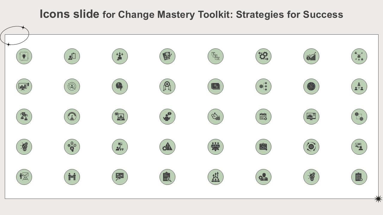 Icons Slide For Change Mastery Toolkit Strategies For Success Ppt Slides CM SS V