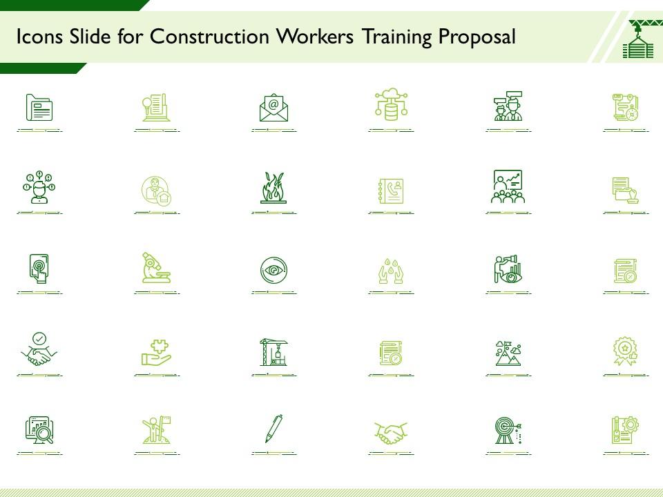 Icons slide for construction workers training proposal ppt powerpoint presentation background image Slide01