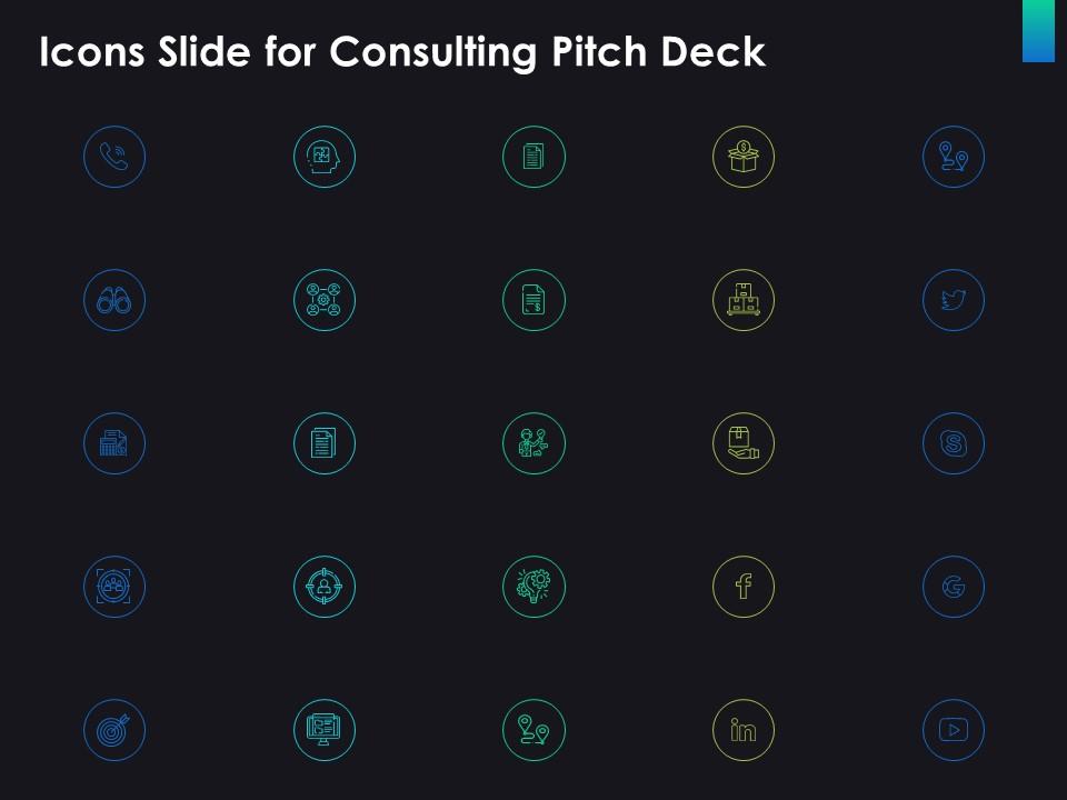 Icons slide for consulting pitch deck consulting ppt designs Slide01