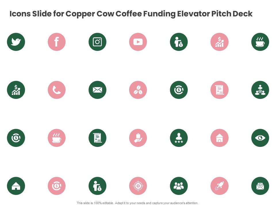 Icons slide for copper cow coffee funding elevator pitch deck ppt formats Slide01