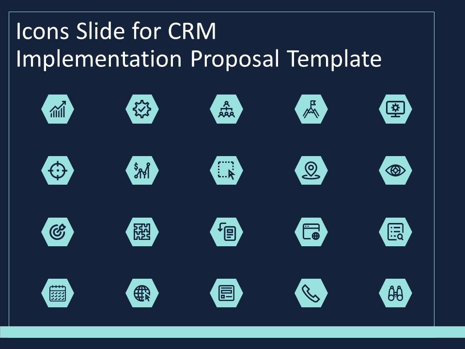 Icons slide for crm implementation proposal template pt powerpoint rules Slide01