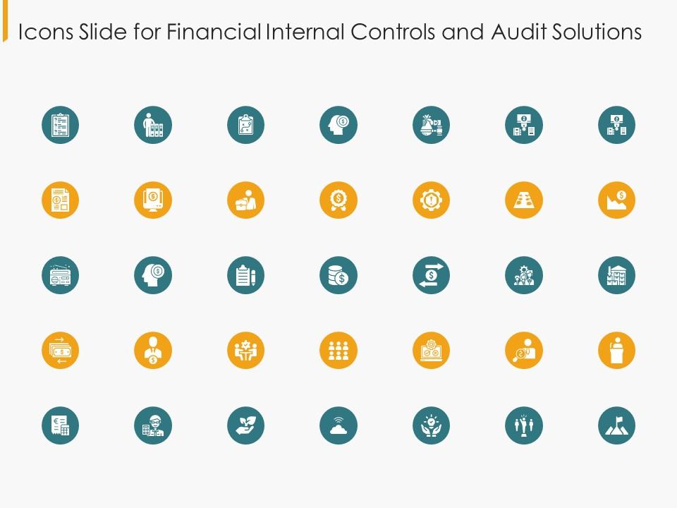 Icons slide for financial internal controls and audit solutions Slide01