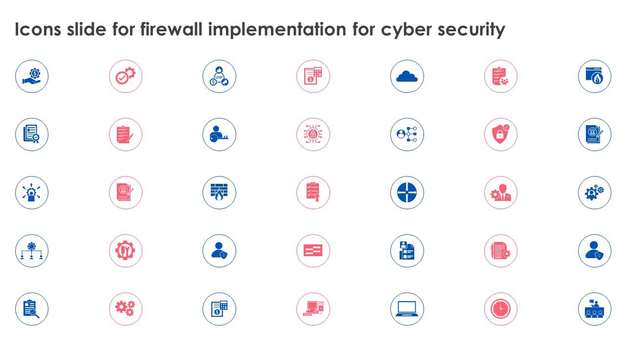 Icons Slide For Firewall Implementation For Cyber Security Ppt Ideas Background Images