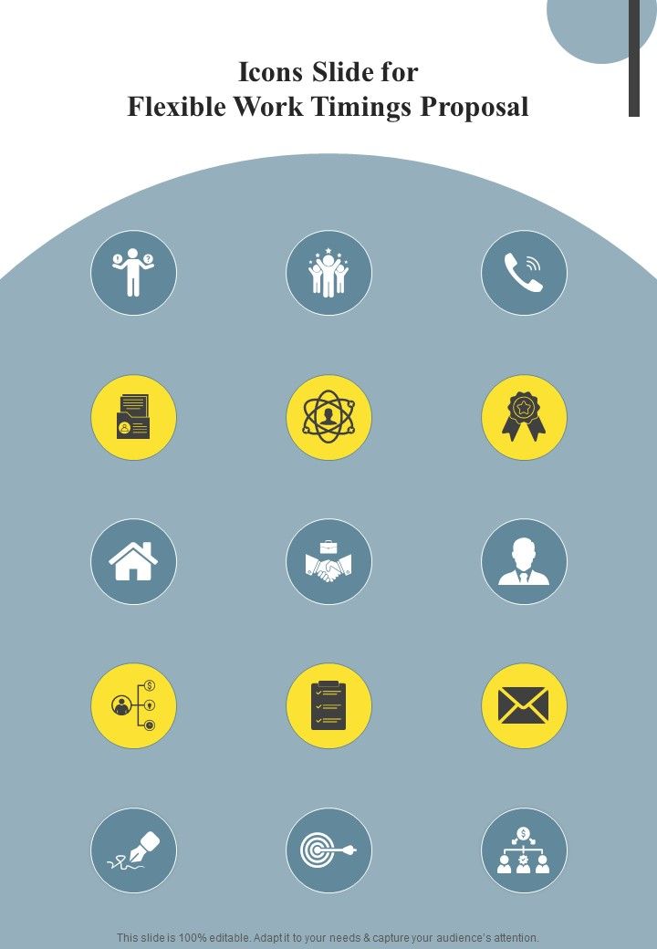 Icons Slide For Flexible Work Timings Proposal One Pager Sample Example Document