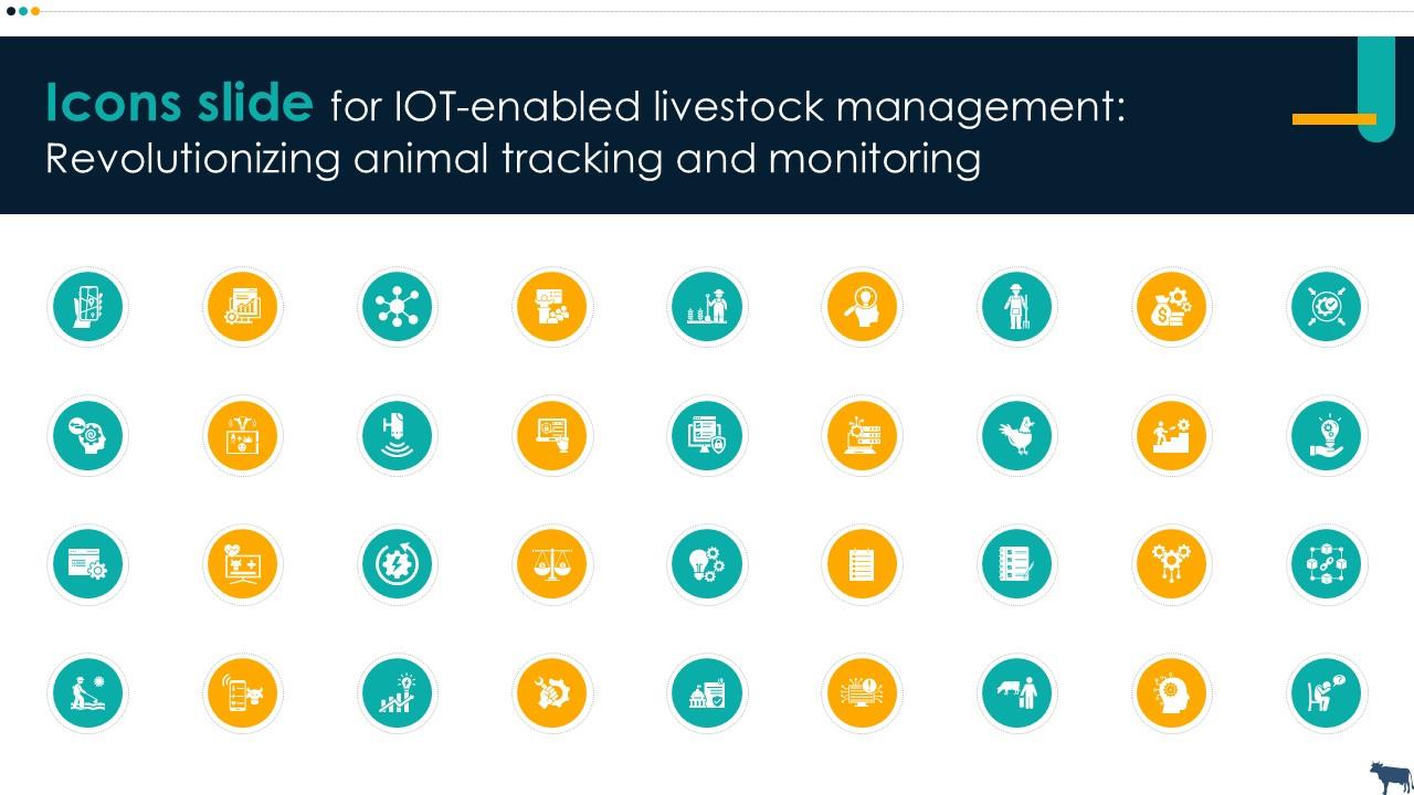 Icons Slide For IoT Enabled Livestock Management Revolutionizing Animal Tracking Ppt Example Agri SS