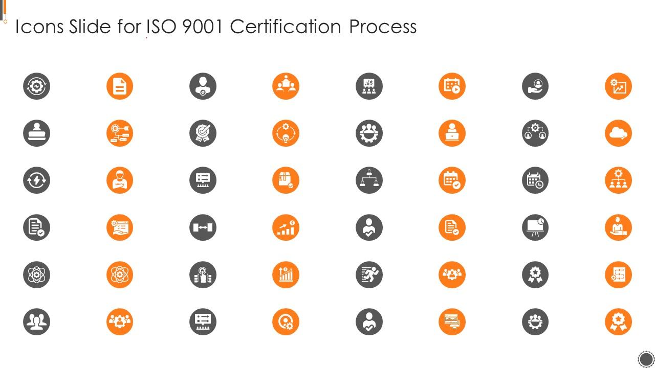 Icons Slide For ISO 9001 Certification Process Ppt Rules Slide01