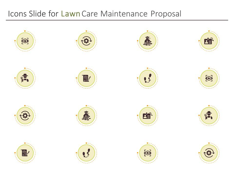 Icons slide for lawn care maintenance proposal ppt powerpoint graphics Slide01
