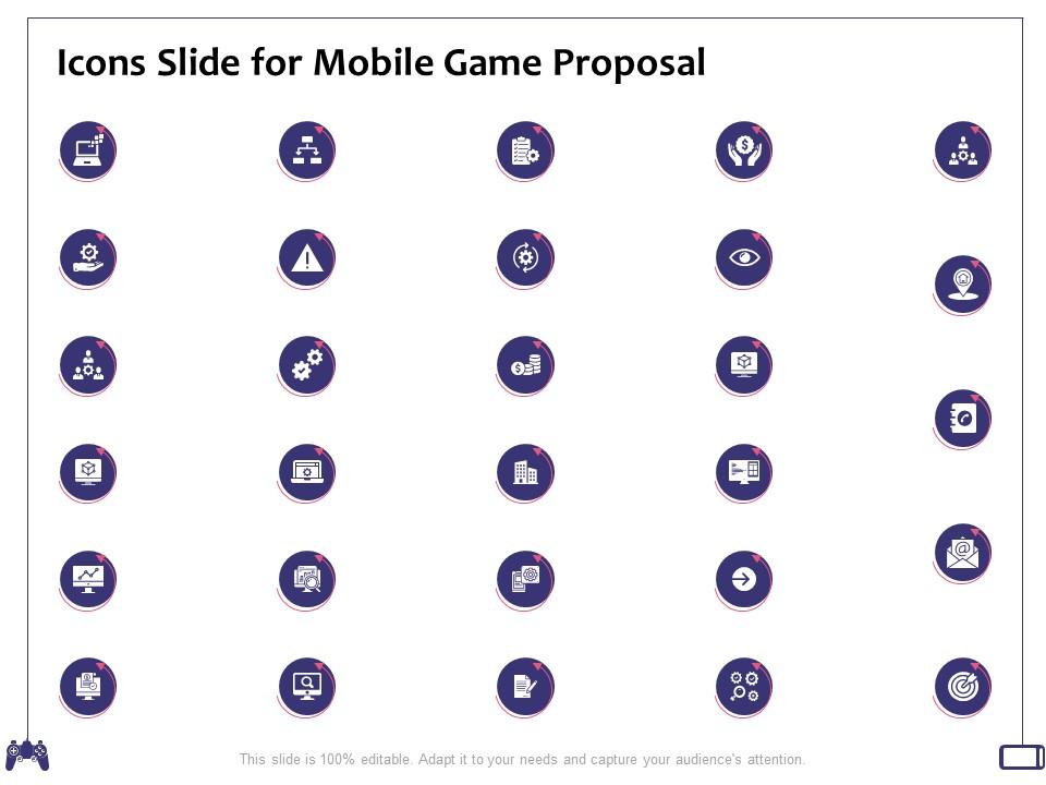 Icons slide for mobile game proposal ppt powerpoint presentation design ideas Slide01