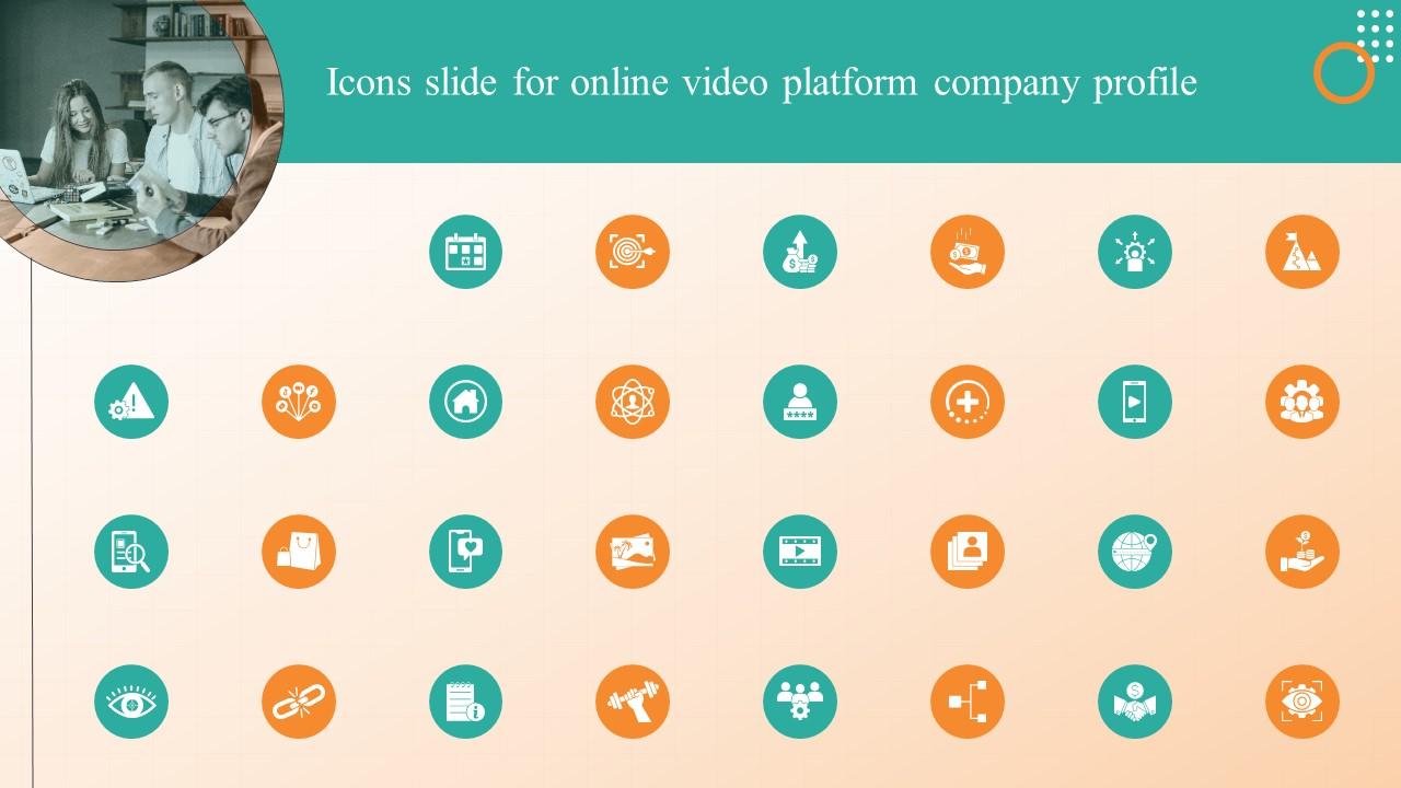 Icons Slide For Online Video Platform Company Profile Cp Cd V