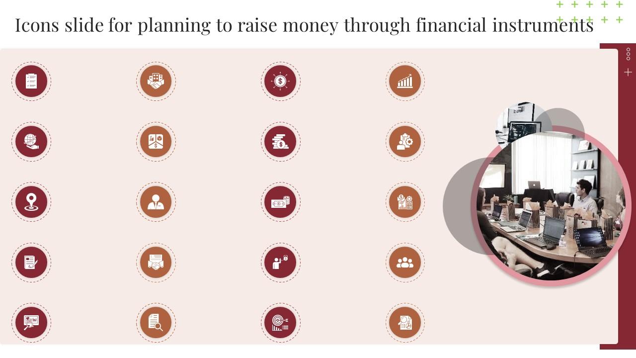 Icons Slide For Planning To Raise Money Through Financial Instruments Slide01