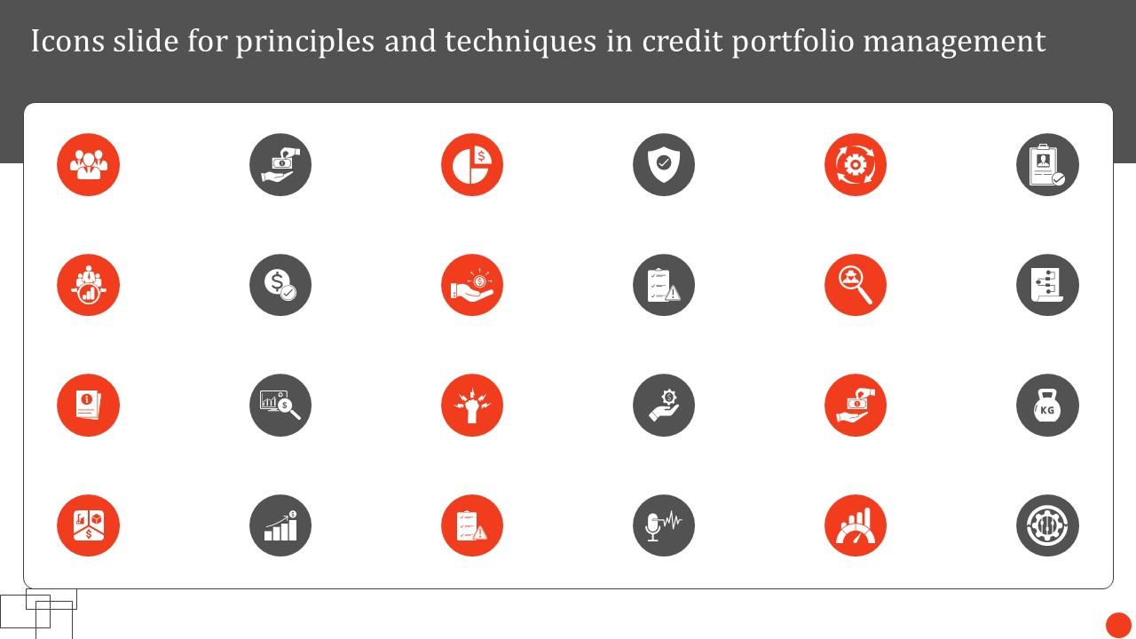 Icons Slide For Principles And Techniques In Credit Portfolio Management Slide01