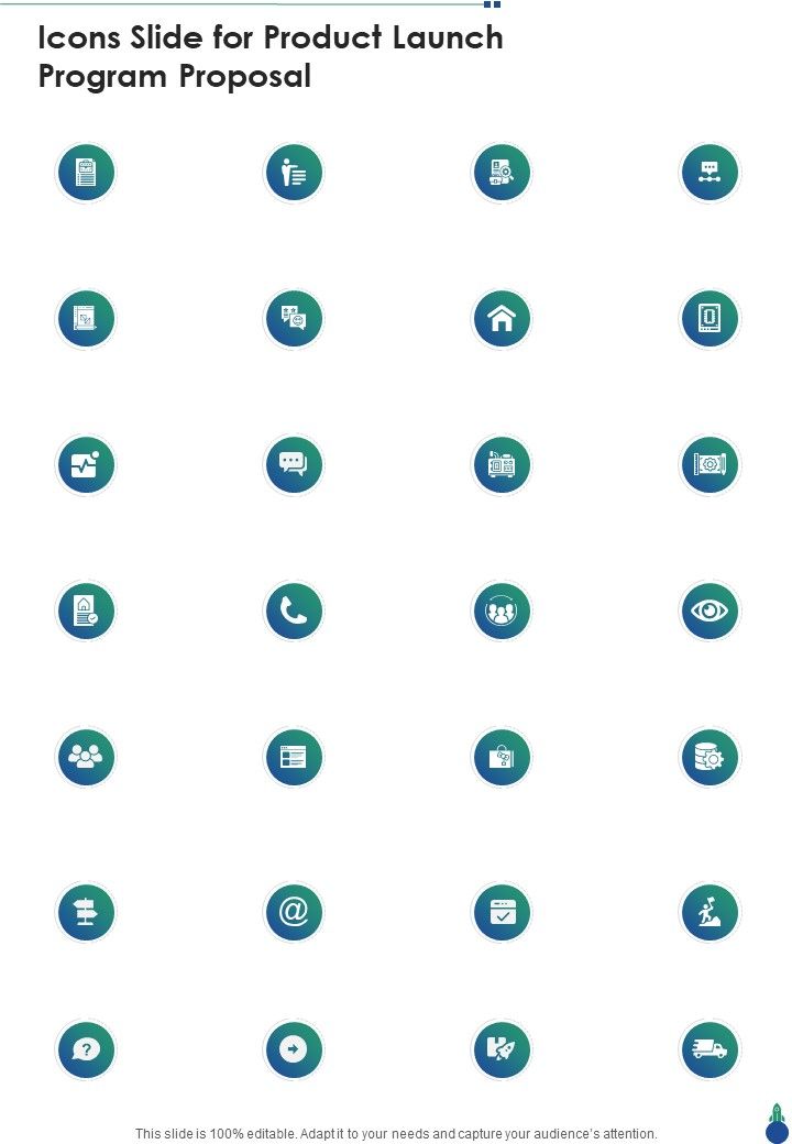 Icons Slide For Product Launch Program Proposal One Pager Sample Example Document Slide01