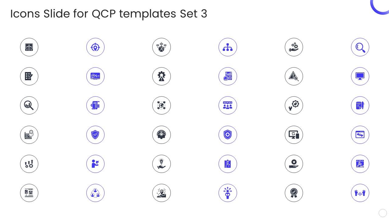 Icons Slide For QCP Templates Set 3 Ppt Powerpoint Presentation Ideas Slide Slide01