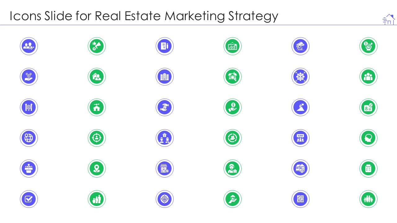 Icons slide for real estate marketing strategy ppt powerpoint presentation slides Slide01