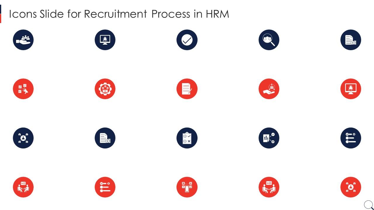 Icons Slide For Recruitment Process In HRM Ppt Model Design Templates Slide01