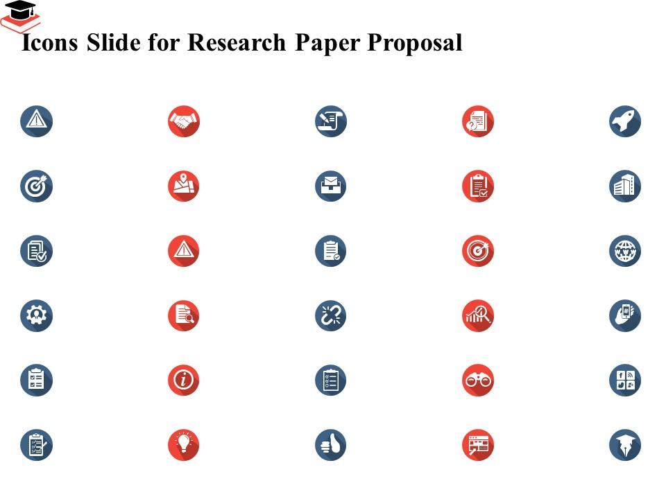 Icons slide for research paper proposal ppt powerpoint presentation visual aids summary Slide01