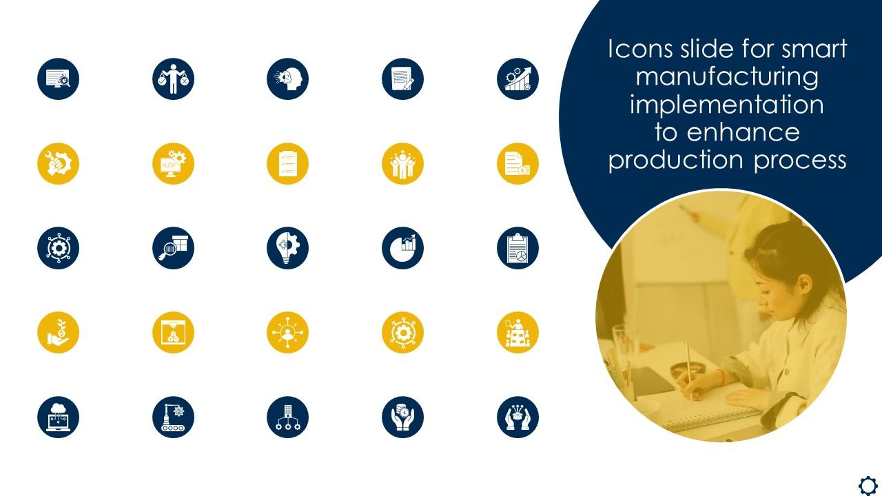Icons Slide For Smart Manufacturing Implementation To Enhance Production Process Slide01