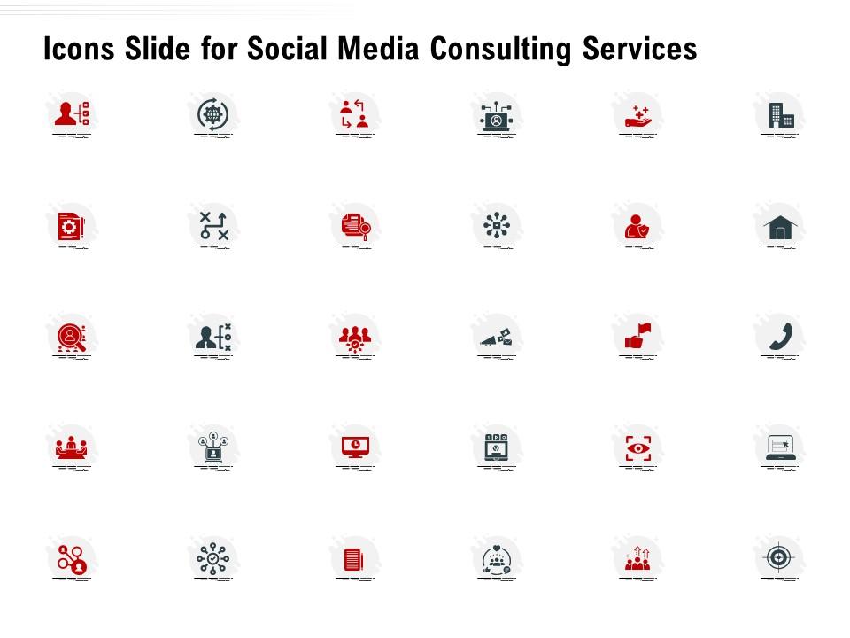 Icons slide for social media consulting services ppt powerpoint presentation design Slide01