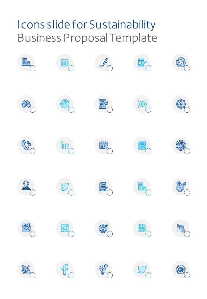 Icons Slide For Sustainability Business Proposal Template One Pager Sample Example Document Slide01