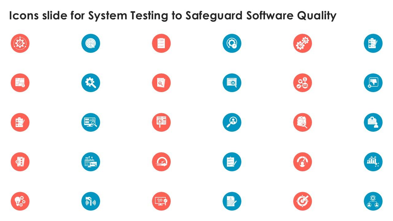 Icons Slide For System Testing To Safeguard Software Quality PPT Example