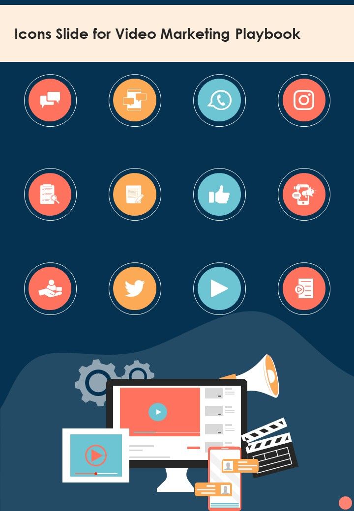 Icons Slide For Video Marketing Playbook One Pager Sample Example Document Slide01