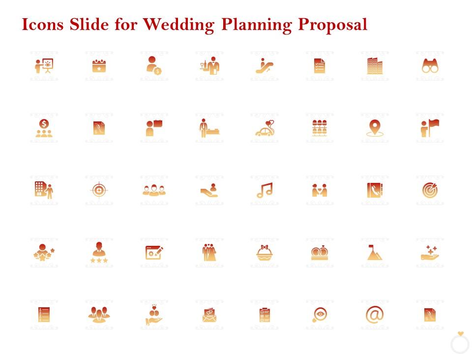 Icons slide for wedding planning proposal ppt powerpoint presentation gallery Slide01