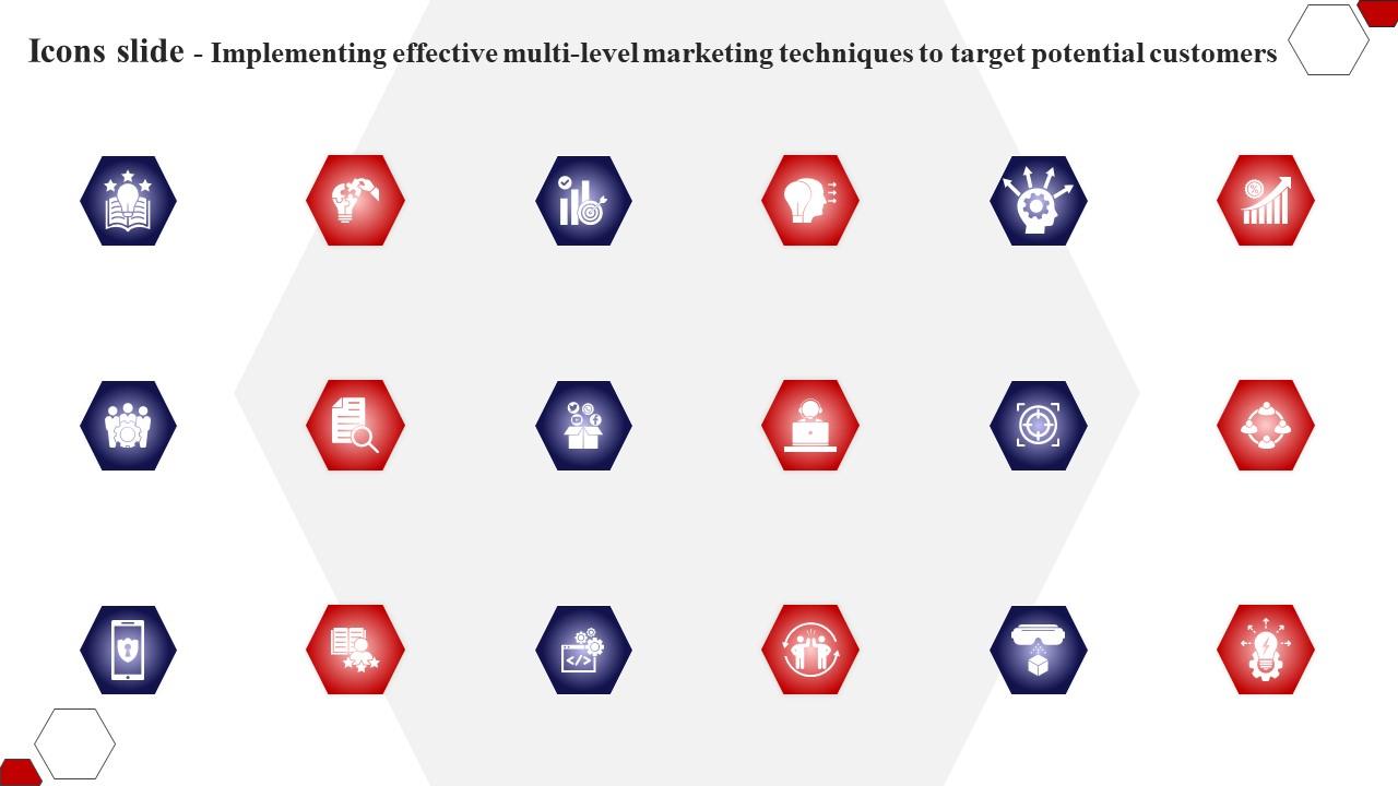 Icons Slide Implementing Effective Multi Level Marketing Techniques To Target Potential Customers MKT SS