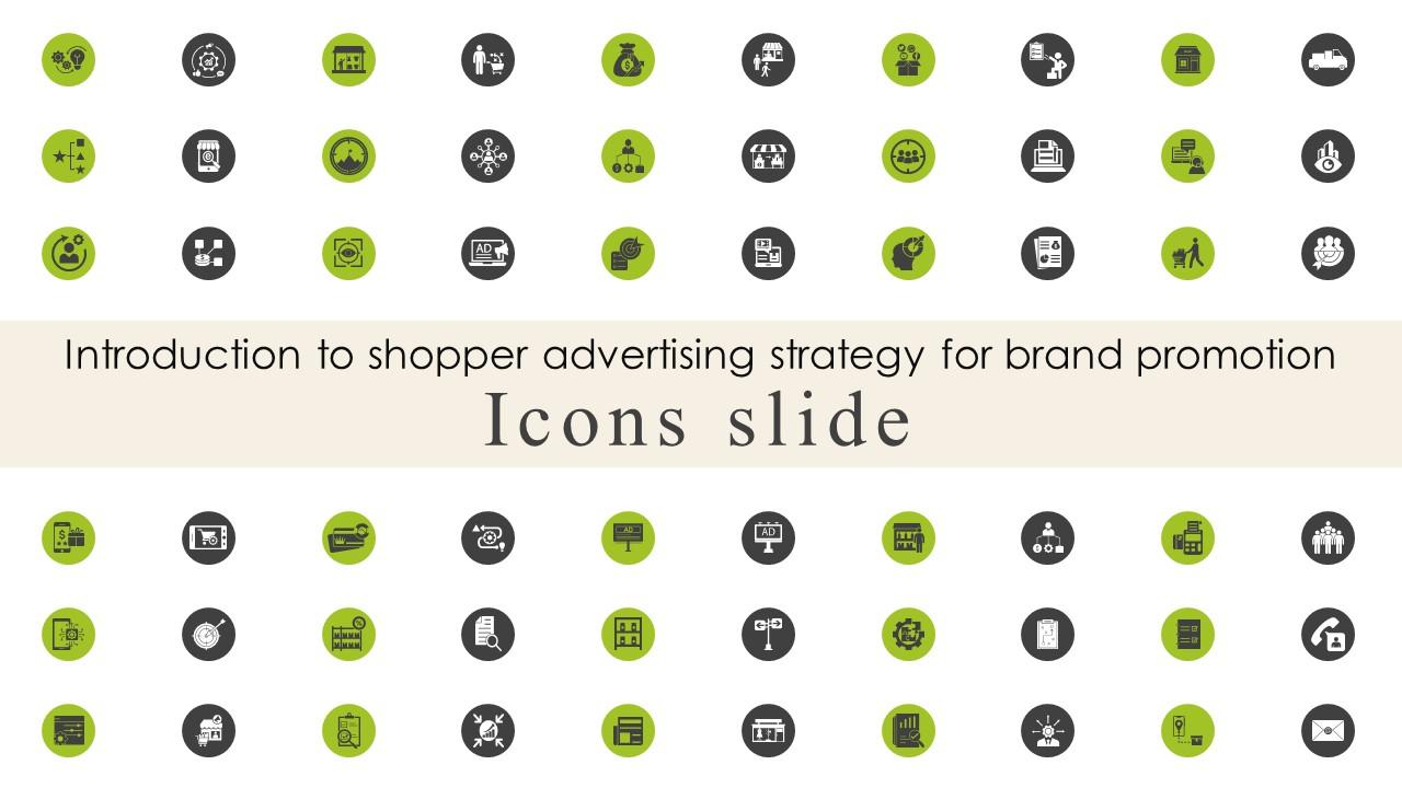 Icons Slide Introduction To Shopper Advertising Strategy For Brand Promotion MKT SS V