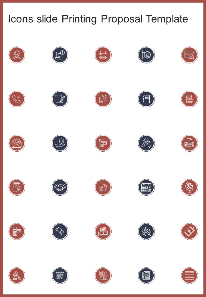 Icons Slide Printing Proposal Template One Pager Sample Example Document Slide01