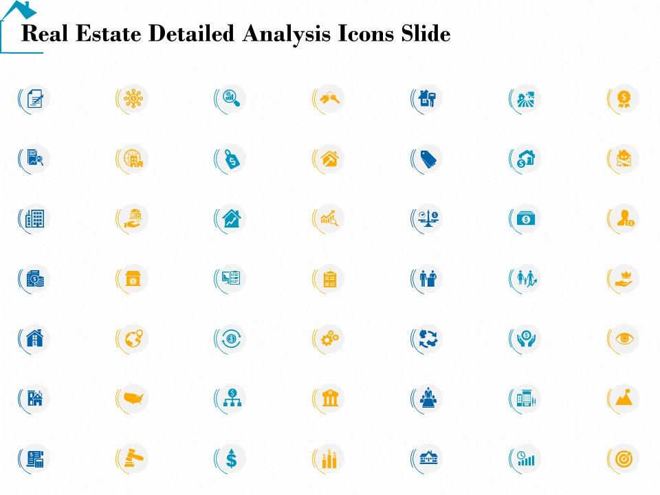 Icons slide real estate detailed analysis ppt powerpoint presentation summary diagrams Slide01