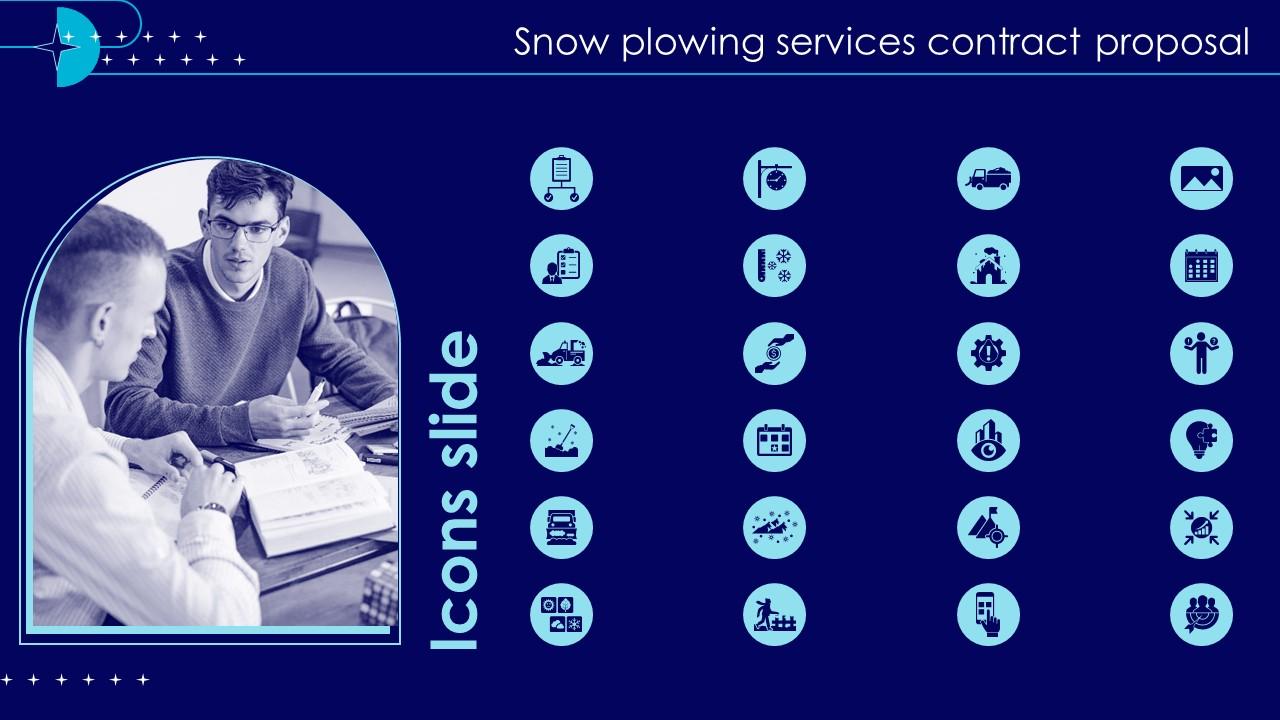 Icons Slide Snow Plowing Services Contract Proposal Ppt Icon Design Ideas Slide01