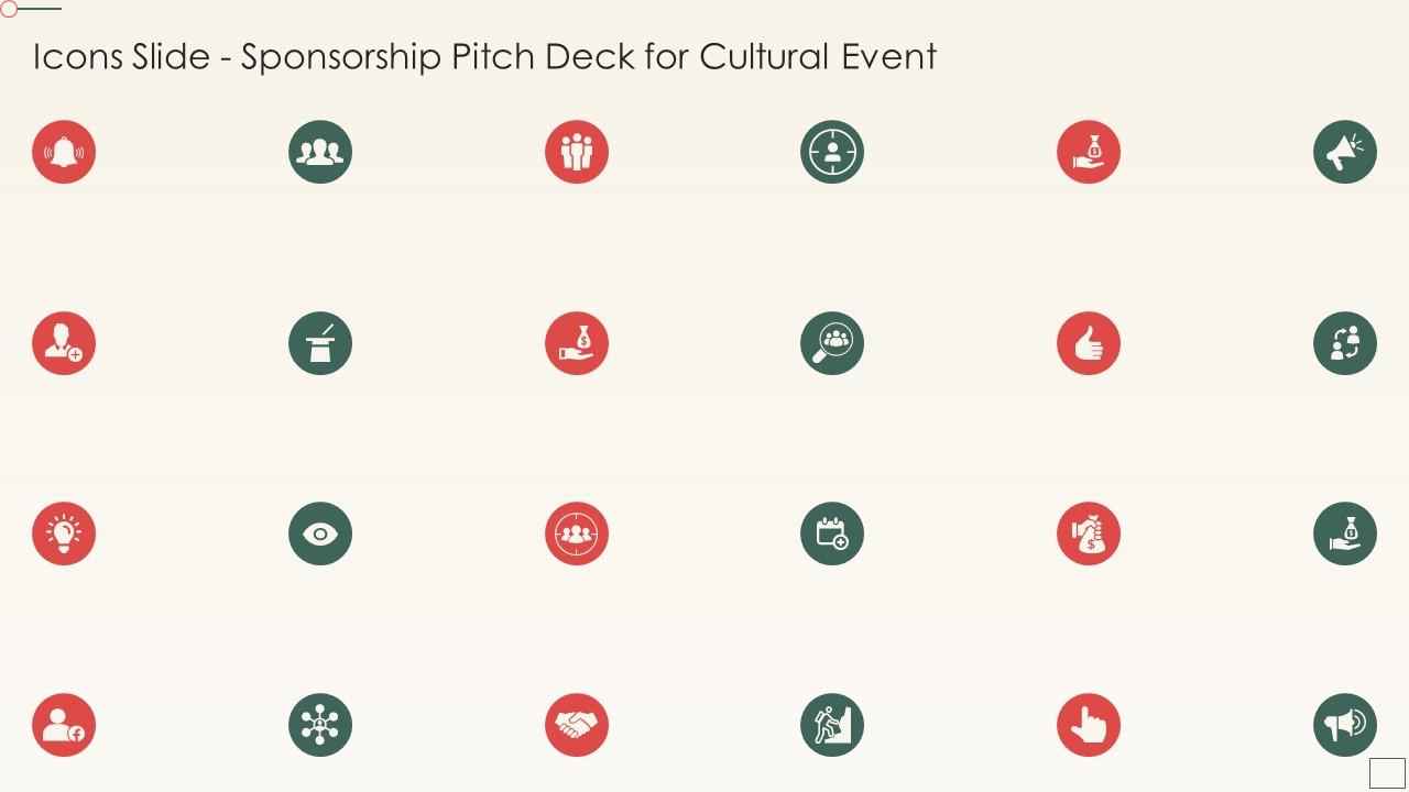Icons Slide Sponsorship Pitch Deck For Cultural Event Ppt Show Slide01