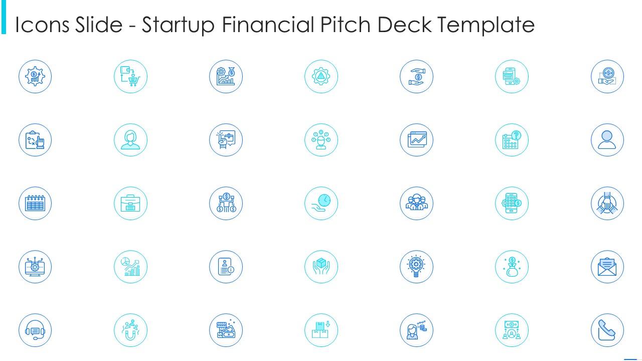 Icons slide startup financial pitch deck template Slide01
