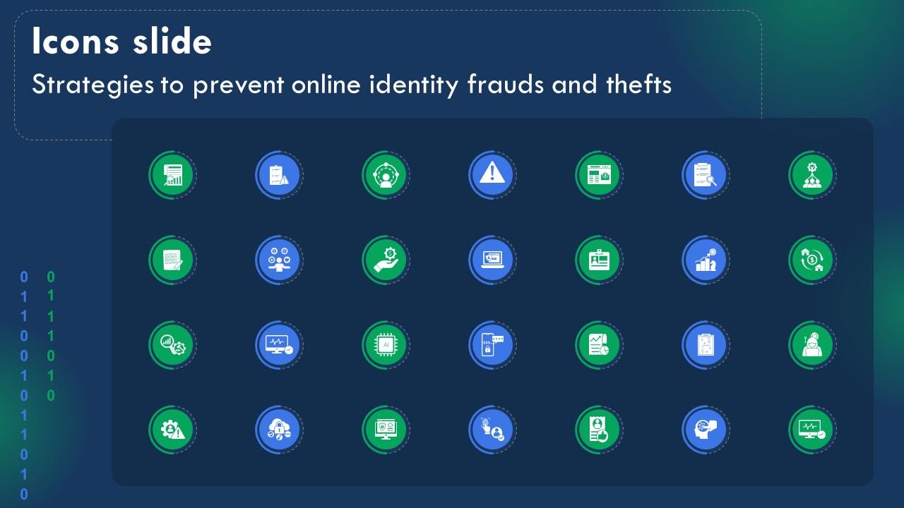 Icons Slide Strategies To Prevent Online Identity Frauds And Thefts Ppt Powerpoint