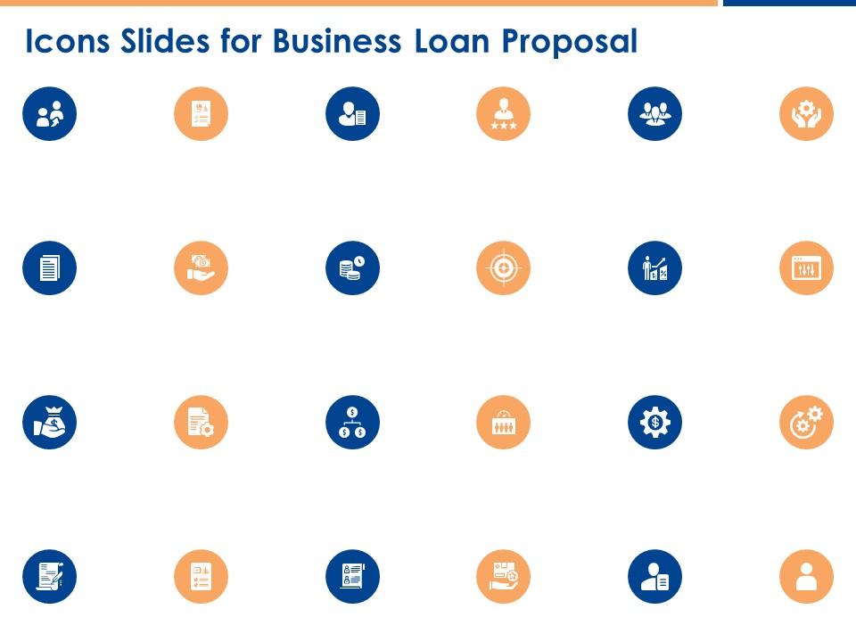 Icons slides for business loan proposal ppt powerpoint presentation visual aids slides Slide01