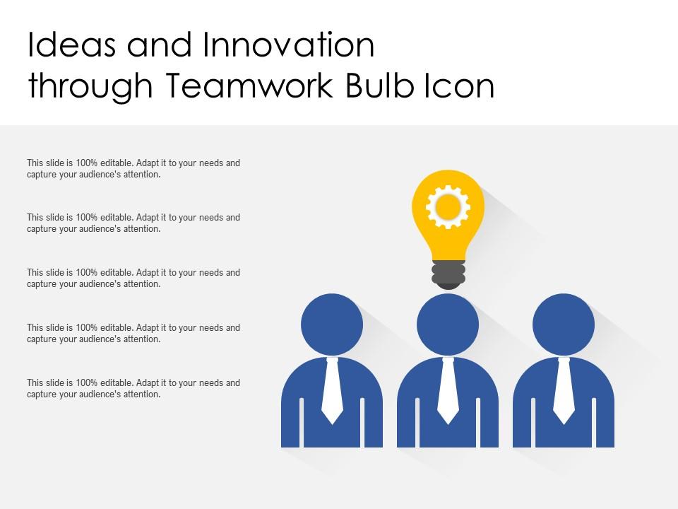 Ideas and innovation through teamwork bulb icon Slide01