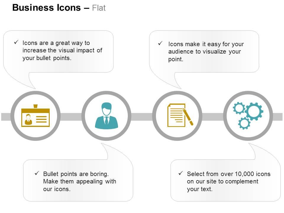 Identity card business man report gears ppt icons graphics Slide01